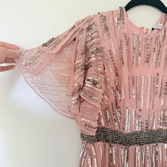 NWT Mac Duggal 93582 Vintage Rose Embellished Full-Length Gown Layered Sleeve 10 - Picture 5 of 9